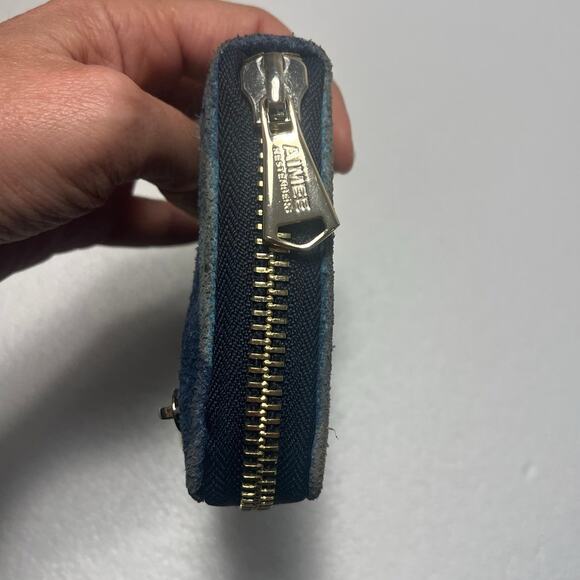 Aimee Kestenberg Denium Patchwork Zip-around Wallet Blue Leather Suede - Picture 3 of 11